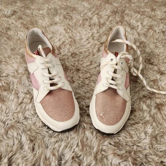 Tosca Blu Champagne Glitter Sneakers White‎ And Gold Women's EU Size 37 - Picture 2 of 13
